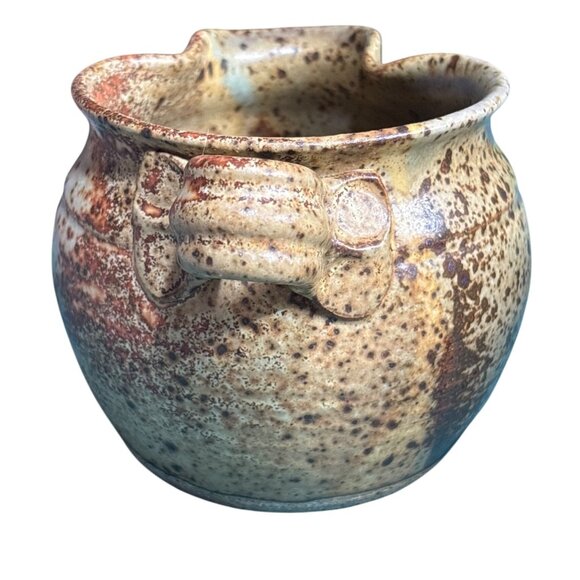 VTG Stoneware Syrup Small Pitcher By Artist Mayfield Handcrafted Michigan - Picture 4 of 9